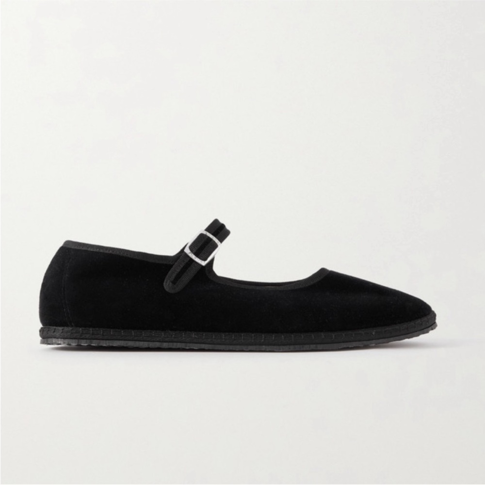 Fifi Venezia Velvet Whipstitch Trim Mary Jane Flats